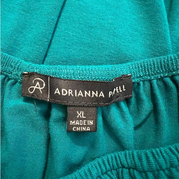 Adrianna Papell Tunic Blouse in Green Blue with Embroidered Collar Size XL - Picture 4 of 6